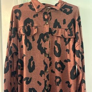 Leopard Print Button-Up Shirt